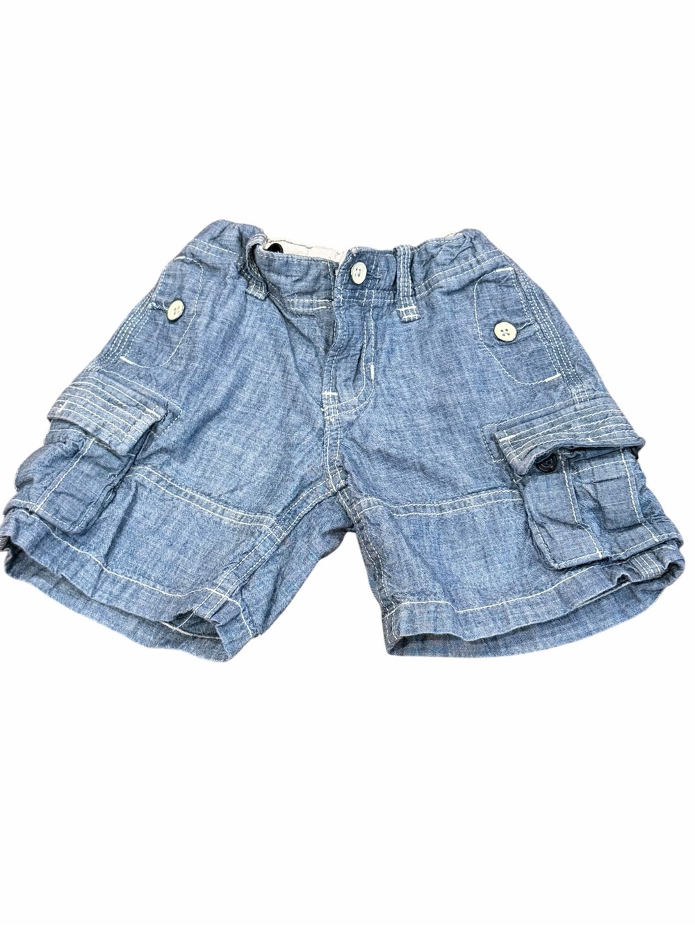 GAP, Toddler Denim-Style Cargo Shorts in Light Blue, Size 2/2T